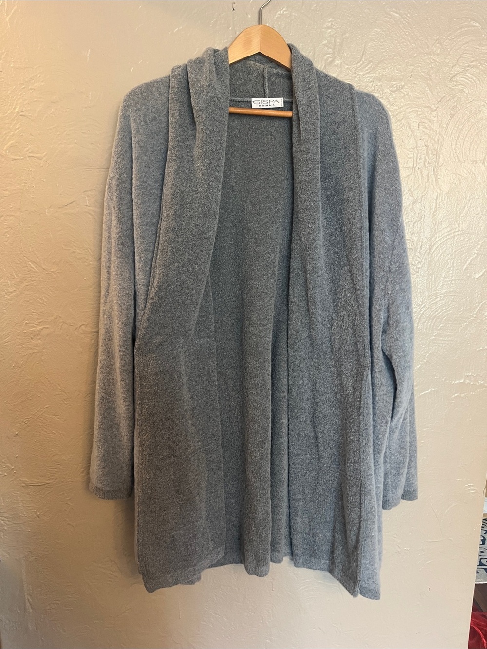 Gispa Donna Italian Made Blue Gray Wool Blend Open-Front Sweater Cardigan 3x - Picture 1 of 6